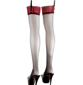 Calze con Fascia in Pizzo Rosso 