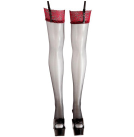 Calze con Fascia in Pizzo Rosso 